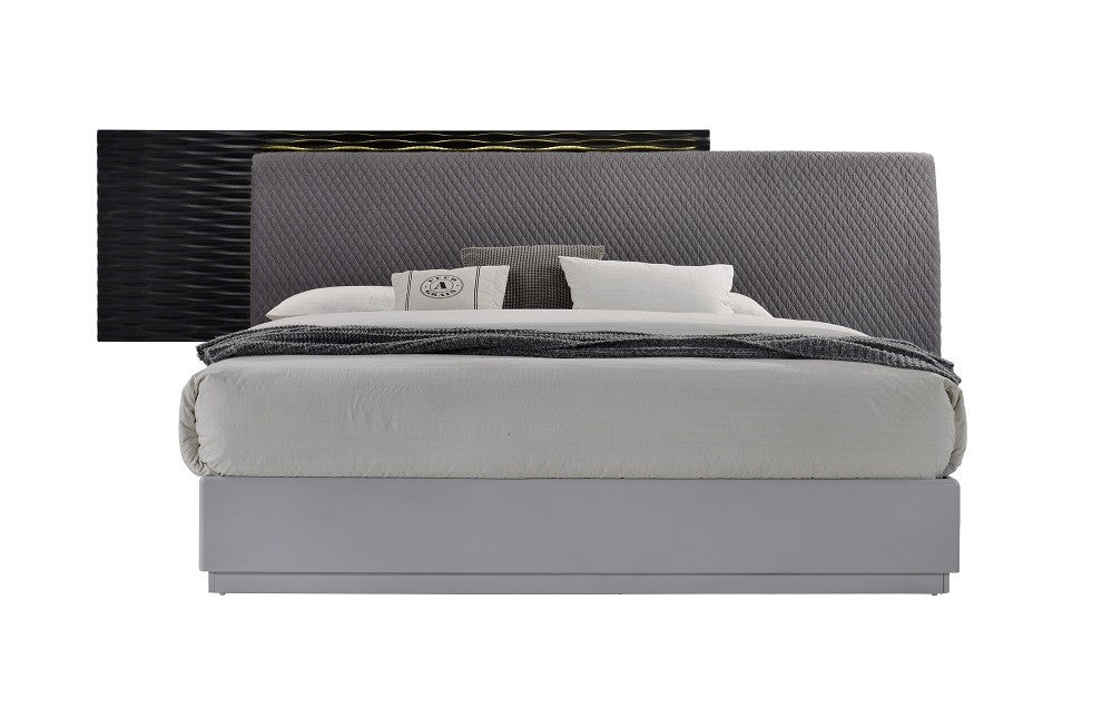 J&M Furniture - Tribeca Black and Grey Gloss Queen Modern Bed - 18869-Q-BLACK-GREY