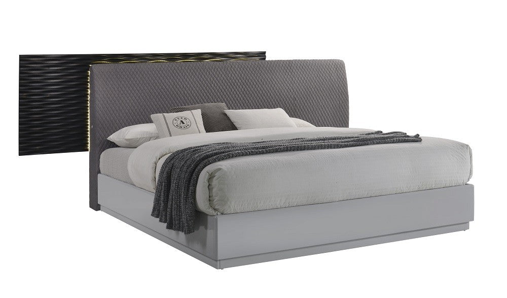 J&M Furniture - Tribeca Black and Grey Gloss 5 Piece Queen Modern Bedroom Set - 18869-Q-5SET-BLACK-GREY
