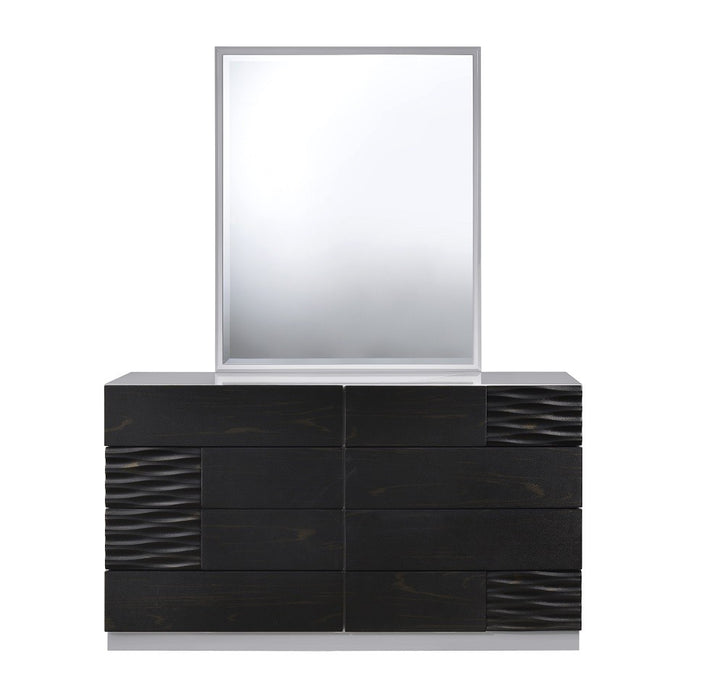 J&M Furniture - Tribeca Black and Grey Gloss Drawer Dresser and Mirror - 17742-DR+M-BLACK-GREY