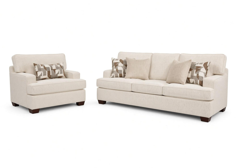 Mariano Fabric - Trinity 2 Piece Sofa and Chair Set - Cream - 5900-30-10
