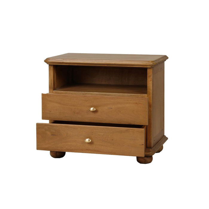 Bramble - Luna Open Shelf w/ 2 Drawers Bedside Table - US-WS-28550AFD----- - GreatFurnitureDeal
