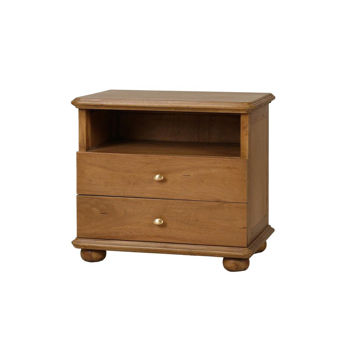Bramble - Luna Open Shelf w/ 2 Drawers Bedside Table - US-WS-28550AFD----- - GreatFurnitureDeal