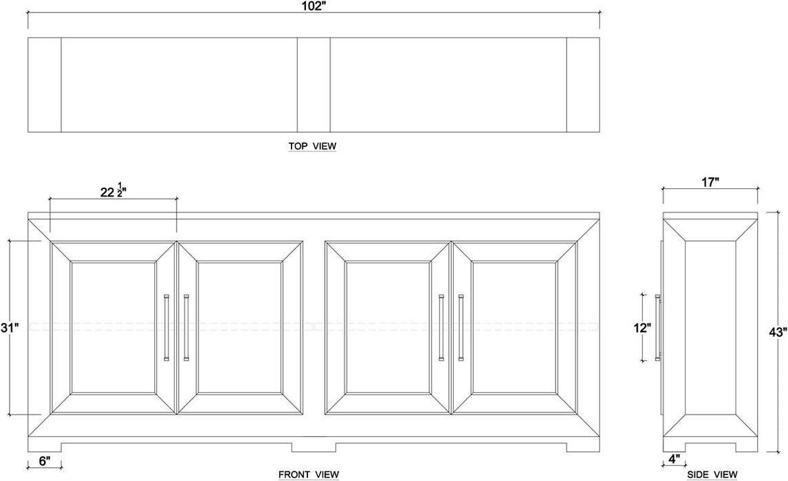 Bramble - Fleet Linen Wrapped 4 Door Sideboard - US-WS-76569FBKS----- - GreatFurnitureDeal