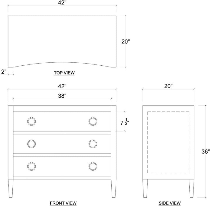 Bramble - Mornington Linen Wrapped 3 Drawer Dresser - US-WS-76584FIVY----- - GreatFurnitureDeal