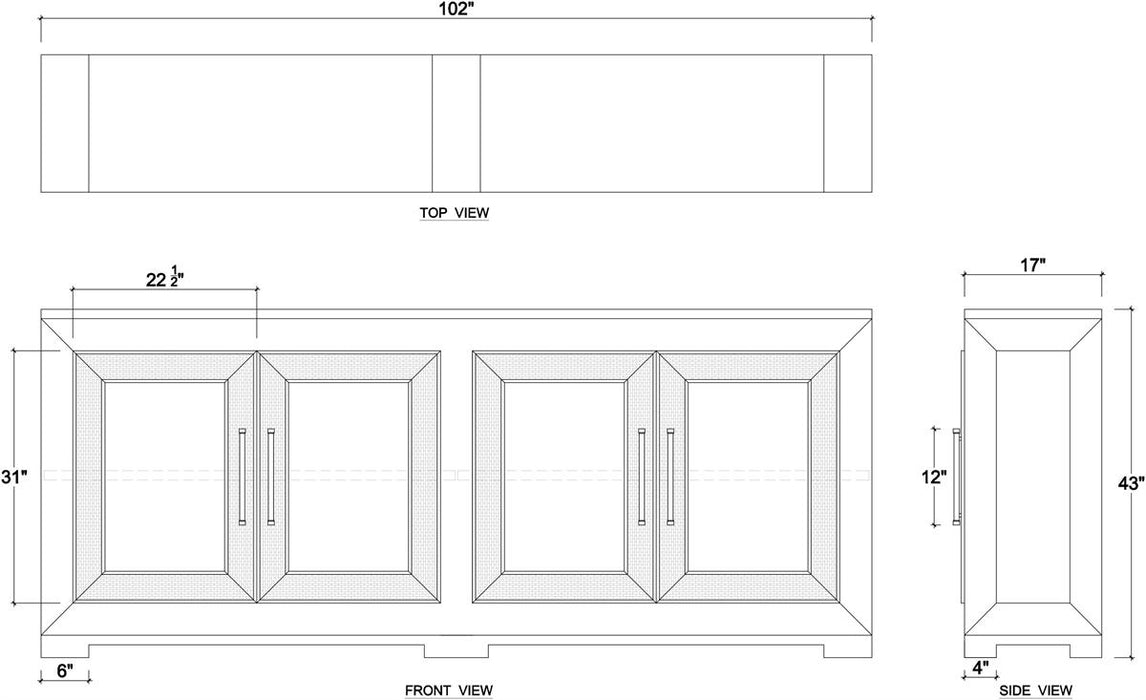 Bramble - Fleet 4 Door Sideboard w/ Rattan - US-WS-76593FRW-RNAT--- - GreatFurnitureDeal