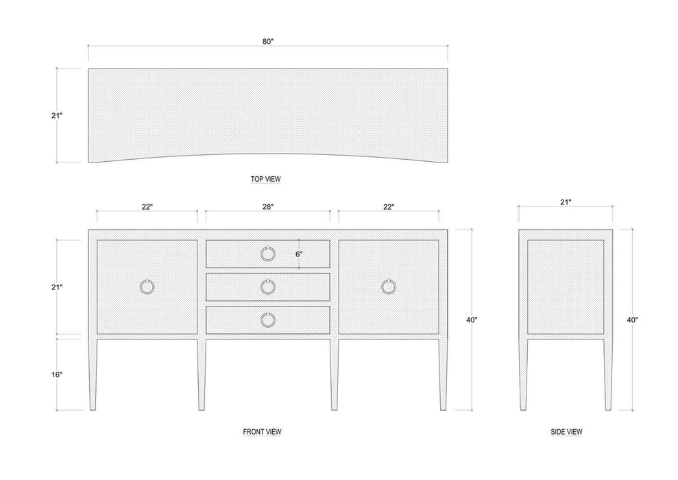 Bramble - Westminster Concave Linen Wrapped Sideboard - US-WS-76614FTRW----- - GreatFurnitureDeal