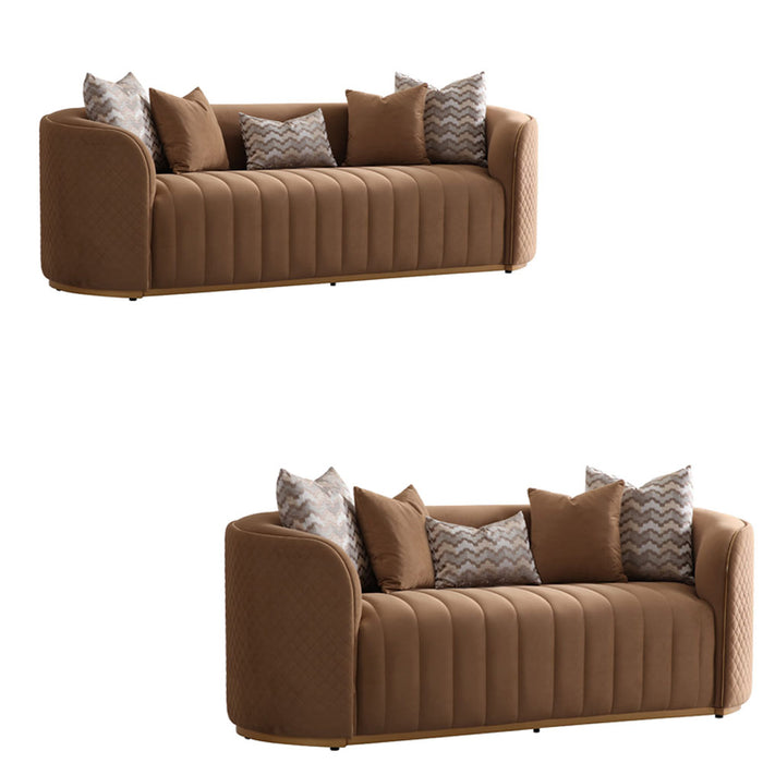 AICO Furniture - Ariana 2 Piece Sofa Set in Caramel"Gold - LFR-ARNA815-CML-806-2SET