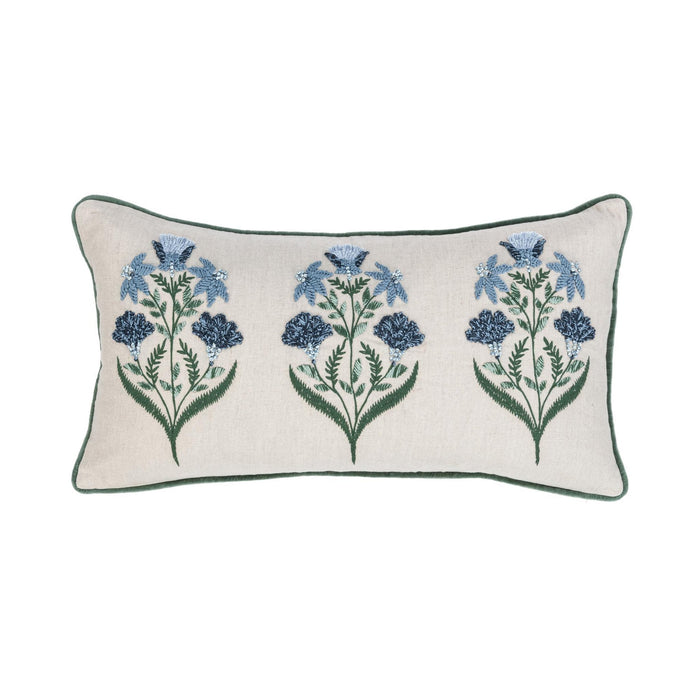 Villa By Classic Home - NV Belcourt Floral Natural/Blue 14x26 Pillows -Set of 2- V310060 - GreatFurnitureDeal