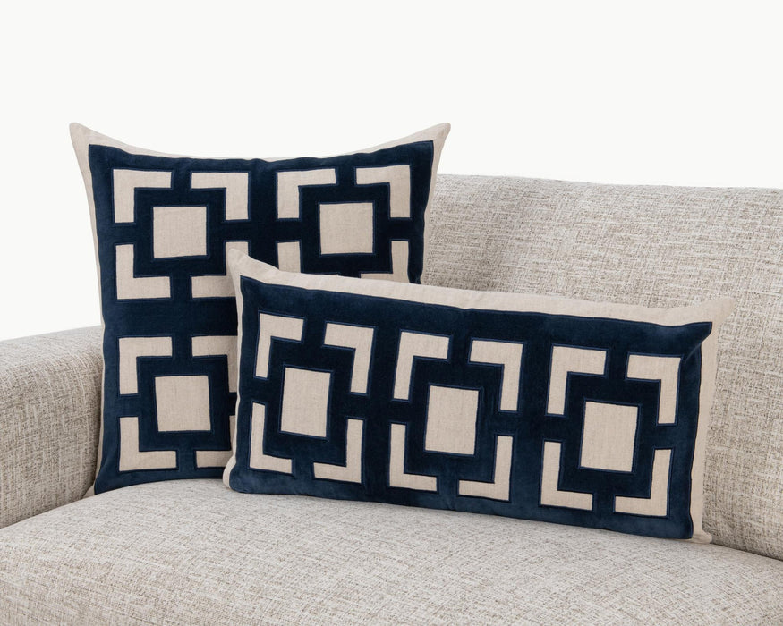 Villa By Classic Home - NV Corbin Navy Blue 26x14 Pillows -Set of 2- V310079 - GreatFurnitureDeal