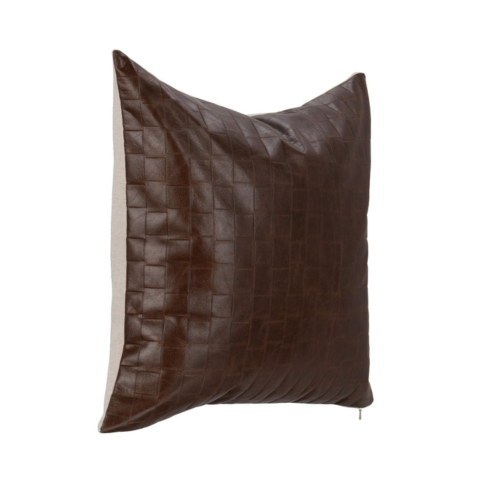 Villa By Classic Home - TQ Leather Seston Brown 20x20 Pillows -Set of 2- V320035 - GreatFurnitureDeal