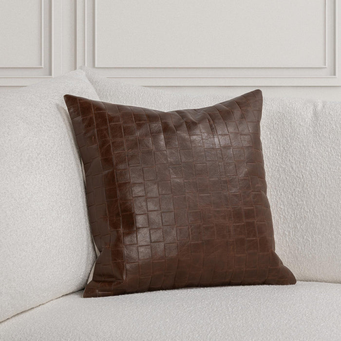 Villa By Classic Home - TQ Leather Seston Brown 20x20 Pillows -Set of 2- V320035 - GreatFurnitureDeal