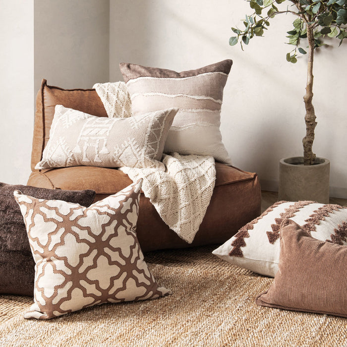 Villa By Classic Home - VC Bikram Ivory/Mocha 22x22 Pillows (Set of 2) - V320047