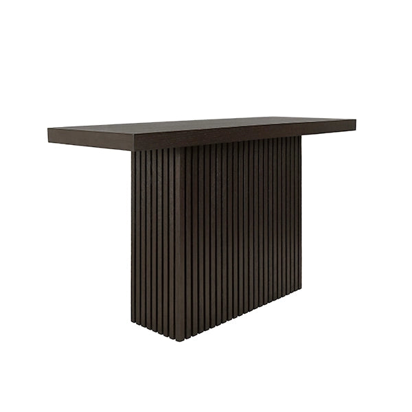 Worlds Away - Vanna Slatted Pedestal Base Console Table In Dark Espresso Oak - VANNA ES - GreatFurnitureDeal
