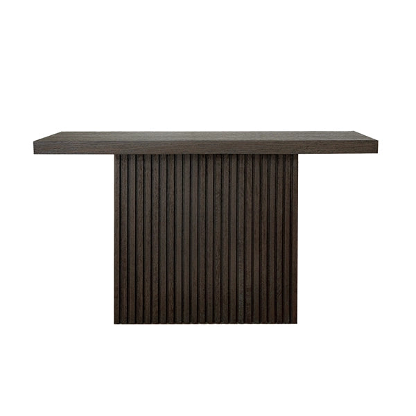 Worlds Away - Vanna Slatted Pedestal Base Console Table In Dark Espresso Oak - VANNA ES - GreatFurnitureDeal