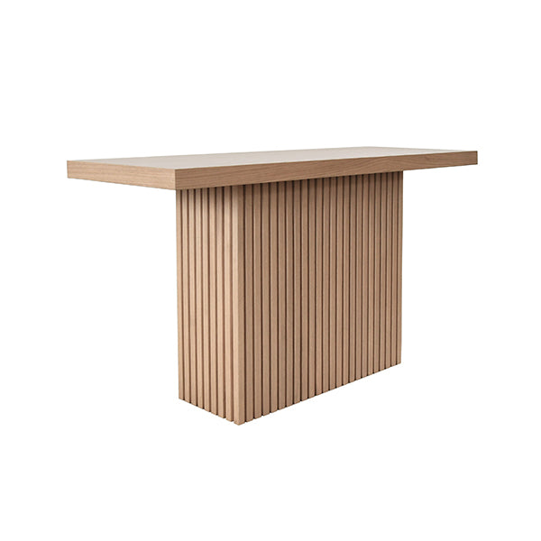 Worlds Away - Vanna Slatted Pedestal Base Console Table in Natural Oak - VANNA NO - GreatFurnitureDeal