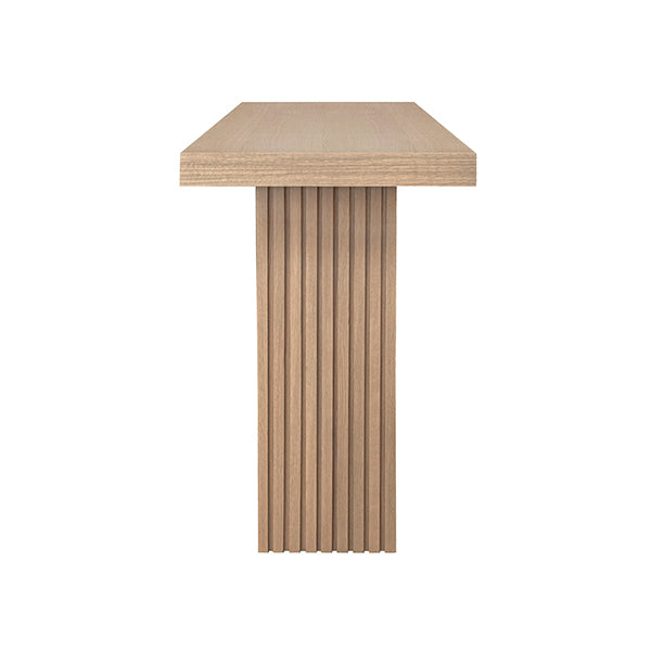 Worlds Away - Vanna Slatted Pedestal Base Console Table in Natural Oak - VANNA NO - GreatFurnitureDeal