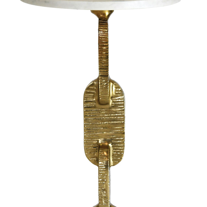 Worlds Away - Round Cigar Table With Interlocking Hammered Brass Base And White Marble Top - VENTURA - GreatFurnitureDeal