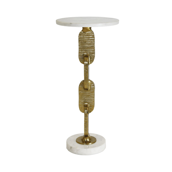 Worlds Away - Round Cigar Table With Interlocking Hammered Brass Base And White Marble Top - VENTURA - GreatFurnitureDeal