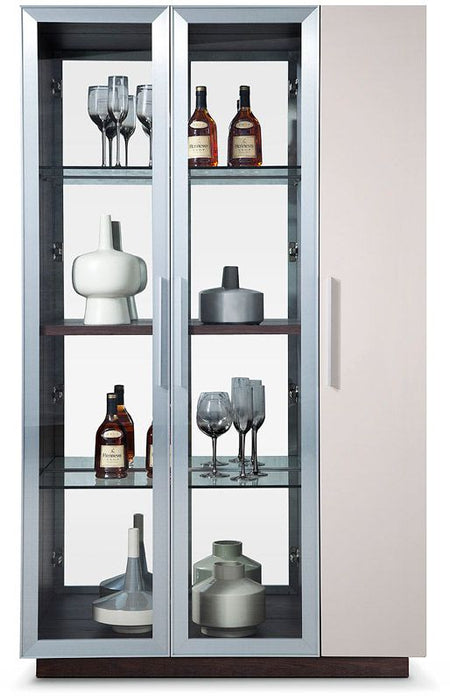 VIG Furniture - Union Modern Brown Oak w/ Grey Gloss Wine Cabinet - VGWCB530