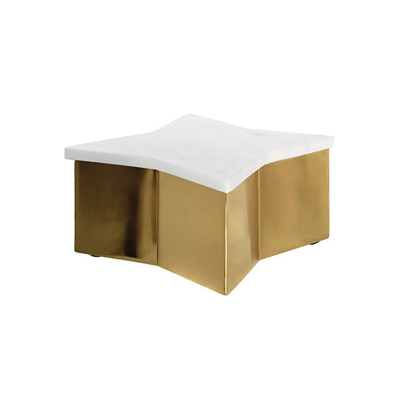 Worlds Away - Large Star Box With White Marble Lid And Brass Base - VIXEN LG - GreatFurnitureDeal