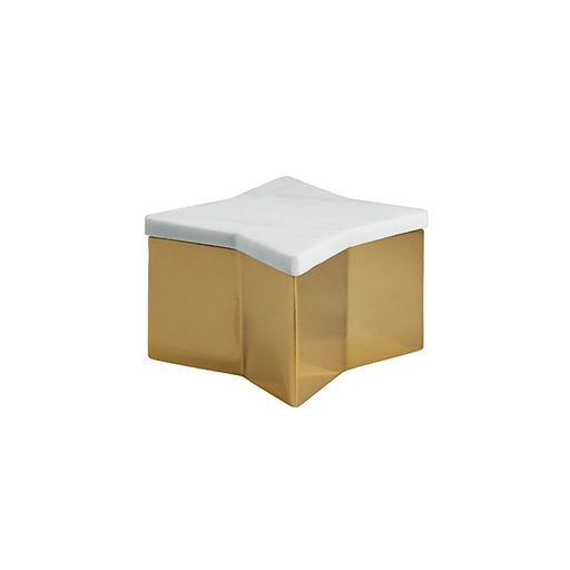 Worlds Away - Small Star Box With White Marble Lid And Brass Base - VIXEN SM - GreatFurnitureDeal