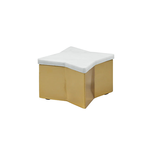 Worlds Away - Small Star Box With White Marble Lid And Brass Base - VIXEN SM - GreatFurnitureDeal