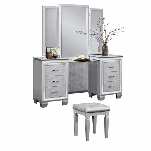 Homelegance - Allura Vanity Dresser with Mirror with Stool in Silver - 1916-15-14 - GreatFurnitureDeal