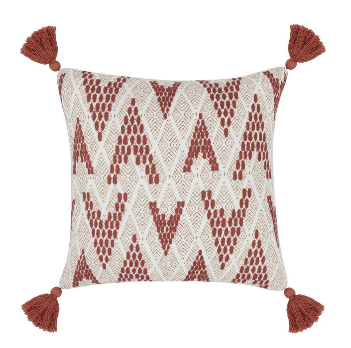 Villa By Classic Home - Indoor/Outdoor Sanibel Natural/Clay Red 20"x 20" Pillows (Set of 2) - VO50022 - GreatFurnitureDeal