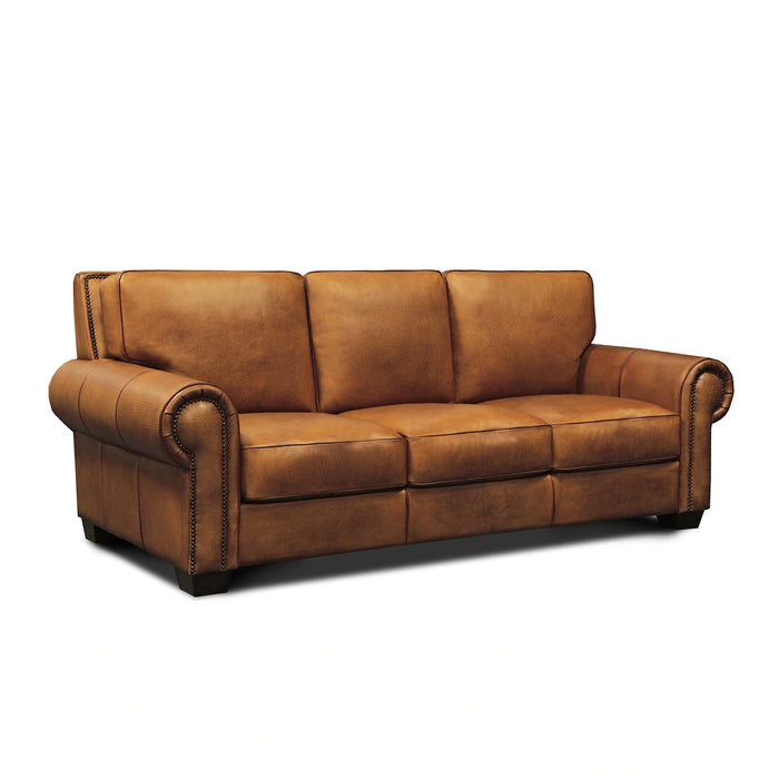 GFD Leather - Valencia Top Grain Hand Antiqued Leather Traditional Sofa - Taupe - GTRX6T-30 - GreatFurnitureDeal