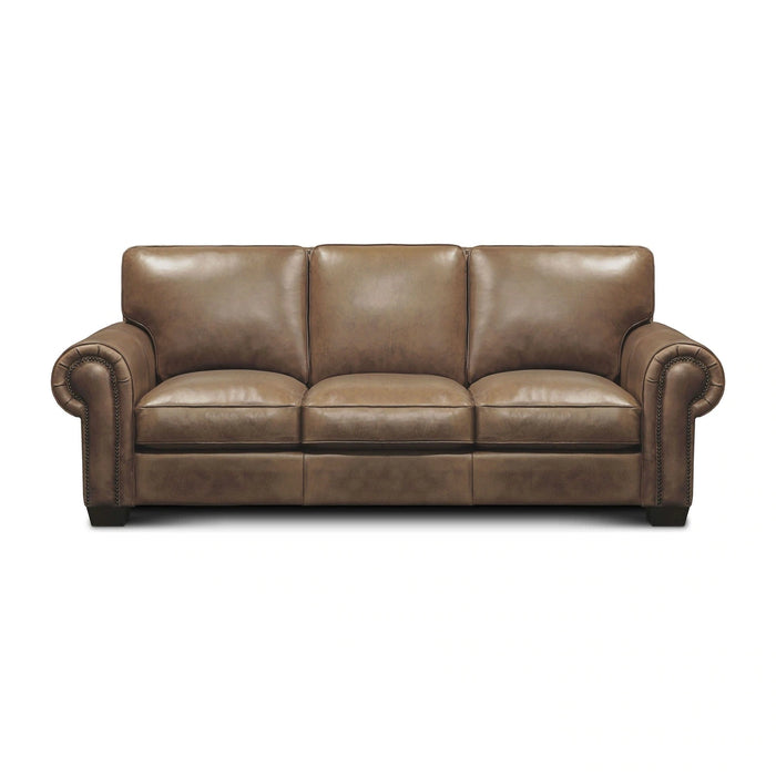 GFD Leather - Valencia Top Grain Hand Antiqued Leather Traditional Sofa - Taupe - GTRX6T-30