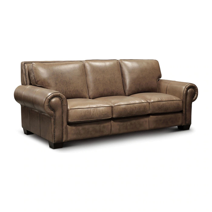 GFD Leather - Valencia Top Grain Hand Antiqued Leather Traditional Sofa - Taupe - GTRX6T-30 - GreatFurnitureDeal