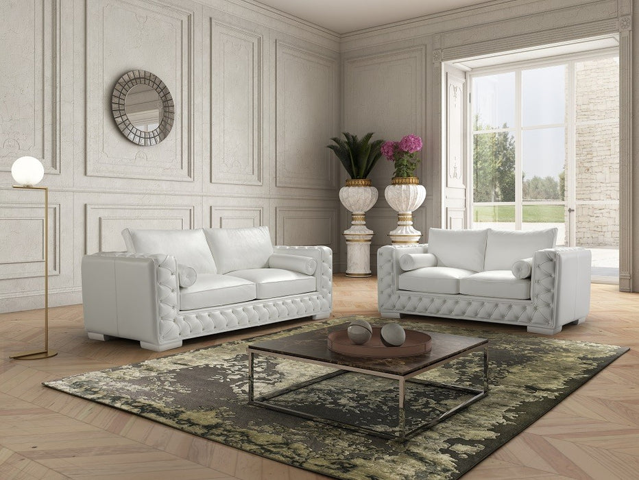 J&M Furniture - The Vanity Leather Loveseat - 18343-L-WHT - GreatFurnitureDeal