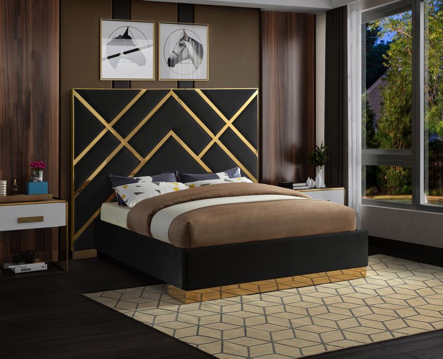 Meridian Furniture - Vector Black Velvet Upholstered King Bed - VectorBlack-K - GreatFurnitureDeal