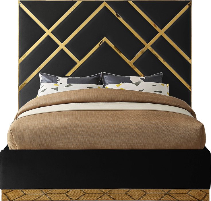 Meridian Furniture - Vector Black Velvet Upholstered King Bed - VectorBlack-K - GreatFurnitureDeal