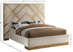 Meridian Furniture - Vector Cream Velvet Upholstered King Bed - VectorCream-K - GreatFurnitureDeal