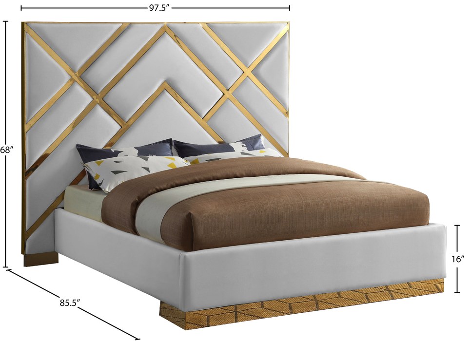 Meridian Furniture - Vector White Velvet Upholstered King Bed - VectorWhite-K - GreatFurnitureDeal