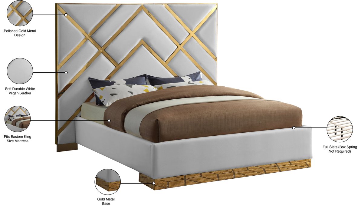 Meridian Furniture - Vector White Velvet Upholstered King Bed - VectorWhite-K - GreatFurnitureDeal