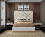 Meridian Furniture - Vector White Velvet Upholstered Queen Bed - VectorWhite-Q - GreatFurnitureDeal