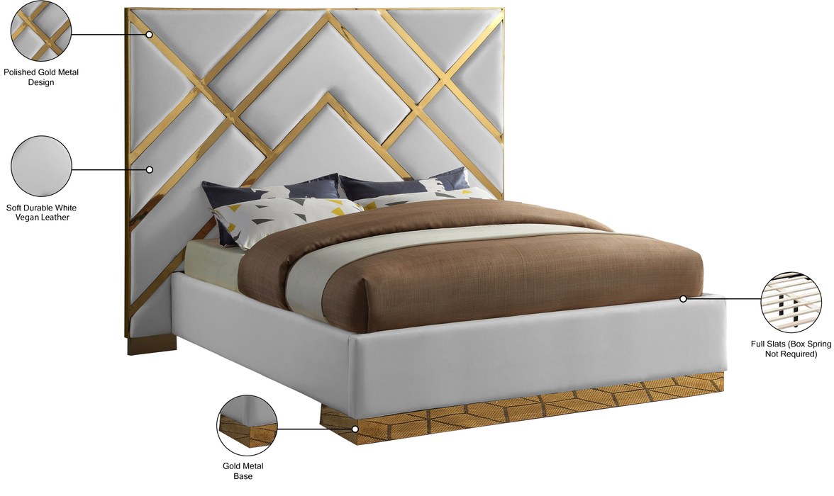 Meridian Furniture - Vector White Velvet Upholstered Queen Bed - VectorWhite-Q - GreatFurnitureDeal