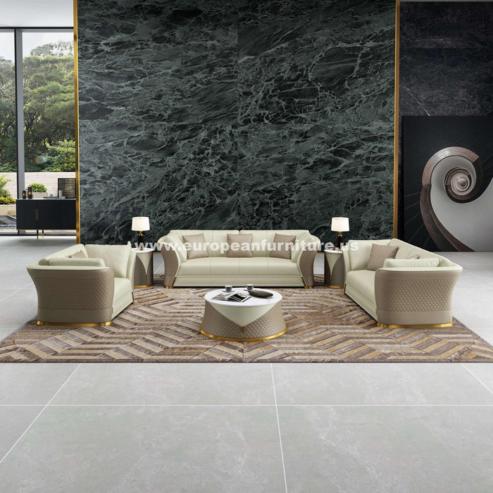 European Furniture - Winston 3 Piece Sofa Set White-Taupe Italian Leather - EF-27991 - GreatFurnitureDeal