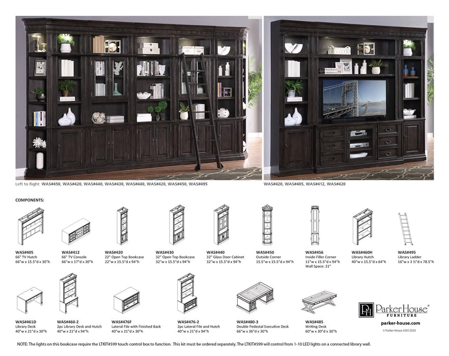 Parker House - Washington Heights 7 Piece Library Wall - WAS-7PC-LIB-WALL - GreatFurnitureDeal