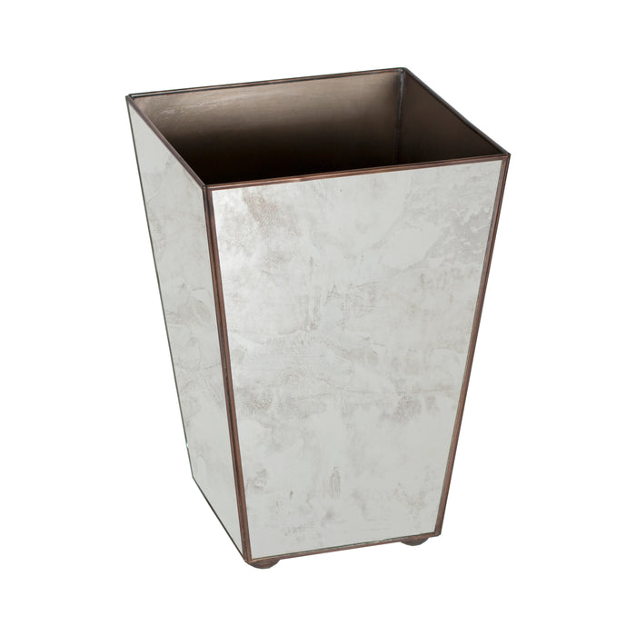 Worlds Away - Antiqued Mirror Wastebasket - WBAMP - GreatFurnitureDeal