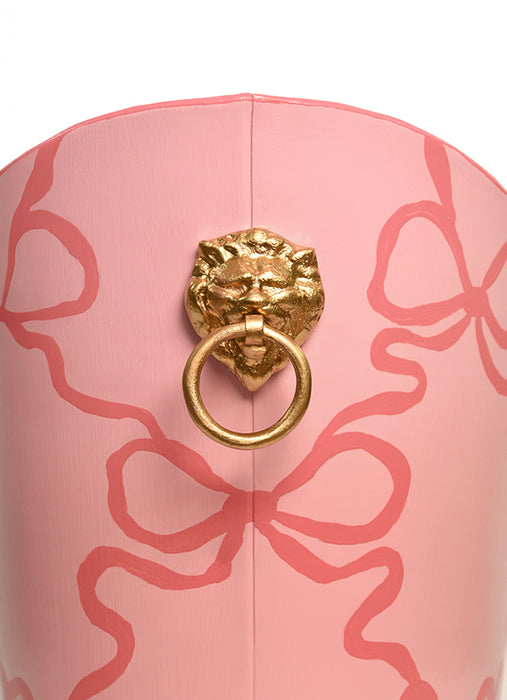 Worlds Away - Wblionov Small Oval Wastebasket With Raised Ends and Lion Handles - WBLIONOV-SM BOWS - GreatFurnitureDeal