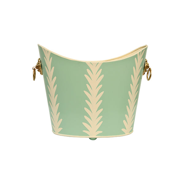 Worlds Away - Wblionov Small Oval Wastebasket With Raised Ends And Lion Handles - WBLIONOV-SM FROND - GreatFurnitureDeal