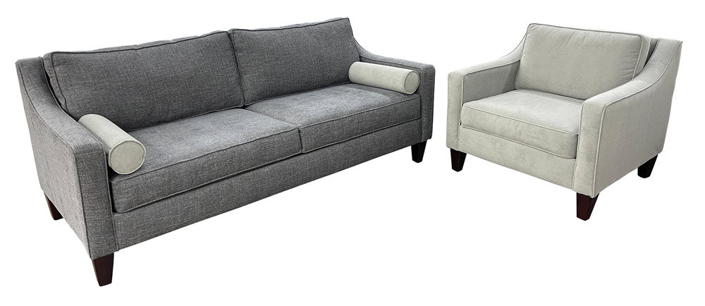 Mariano Italian Leather Furniture - Webster 2 Sofa Set in Bella Dove - 3350-30-10