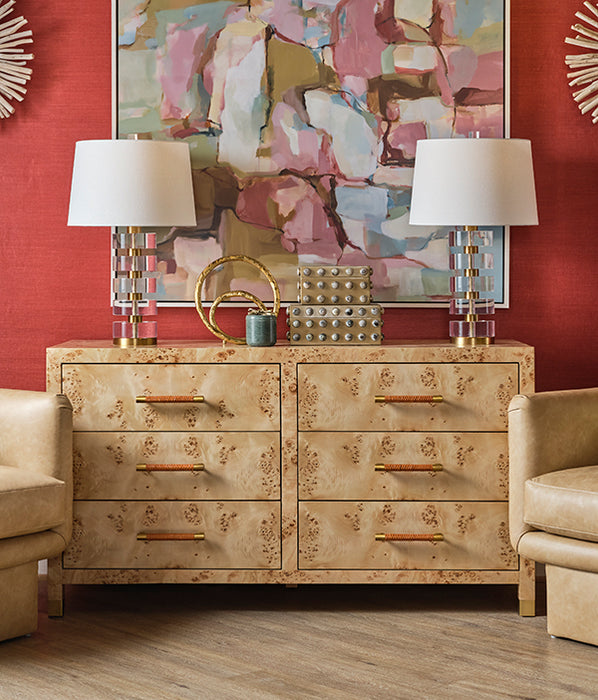 Worlds Away - Winchester Six Drawer Chest in Burl Wood - WINCHESTER BW - GreatFurnitureDeal