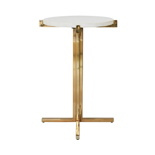 Worlds Away - Round Side Table With Brass X Base And White Marble Top - WINSLET - GreatFurnitureDeal