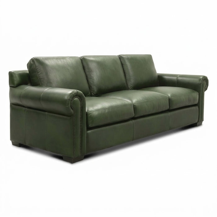 Mariano Italian Leather Furniture - Windsor Italian Green Leather Sofa - GTRX-WINDSOR-S - GreatFurnitureDeal