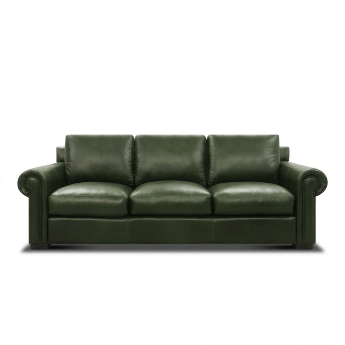 Mariano Italian Leather Furniture - Windsor Italian Green Leather Sofa - GTRX-WINDSOR-S - GreatFurnitureDeal