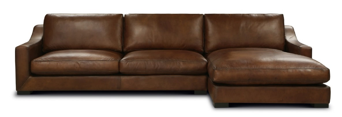 GFD Leather - Daytona Hand Antiqued All Leather Raf Chaise Luxe Sofa - X16-32/53 LUX